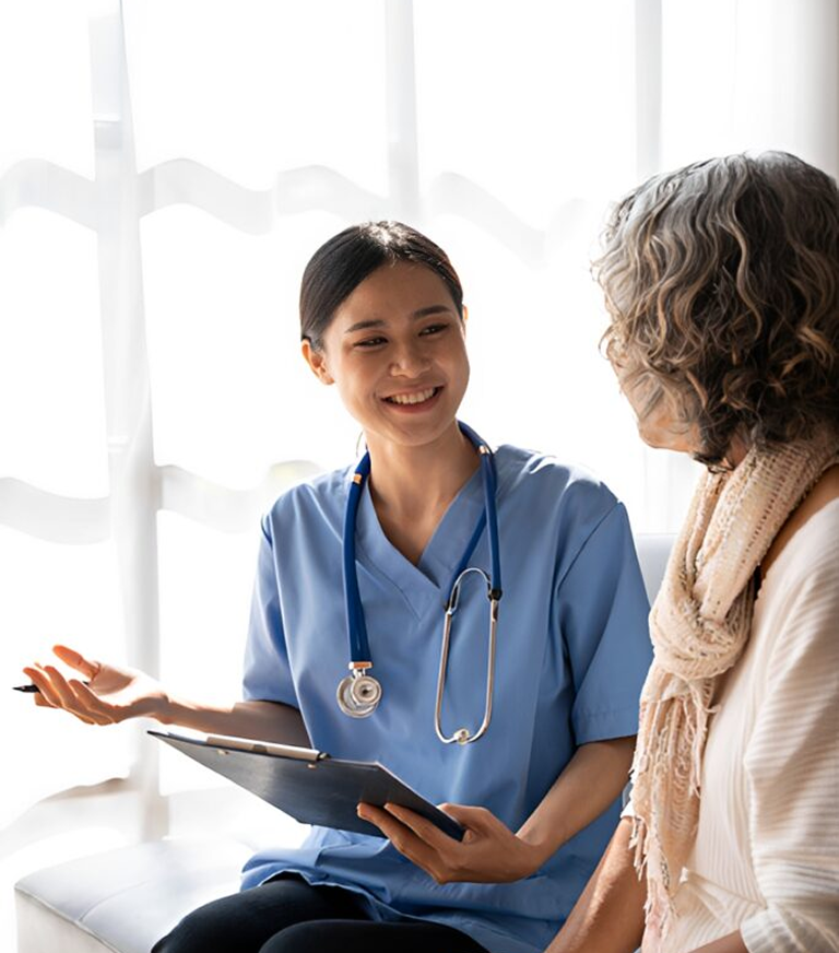 Healthcare professional with patient