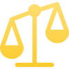 Legal balance illustration in yellow