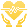 Yellow heart icon with pulse line