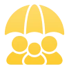 People under umbrella icon