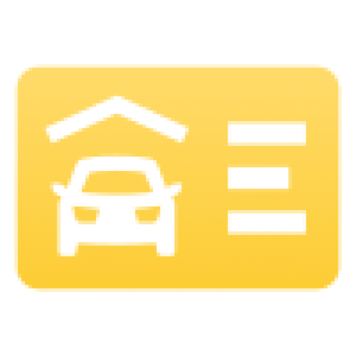 Car under roof icon on yellow background