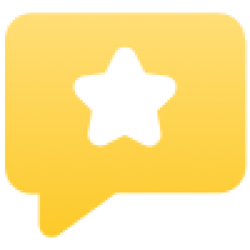 Star inside a yellow chat bubble