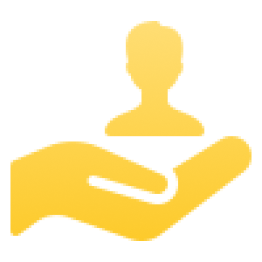 Yellow hand holding person silhouette