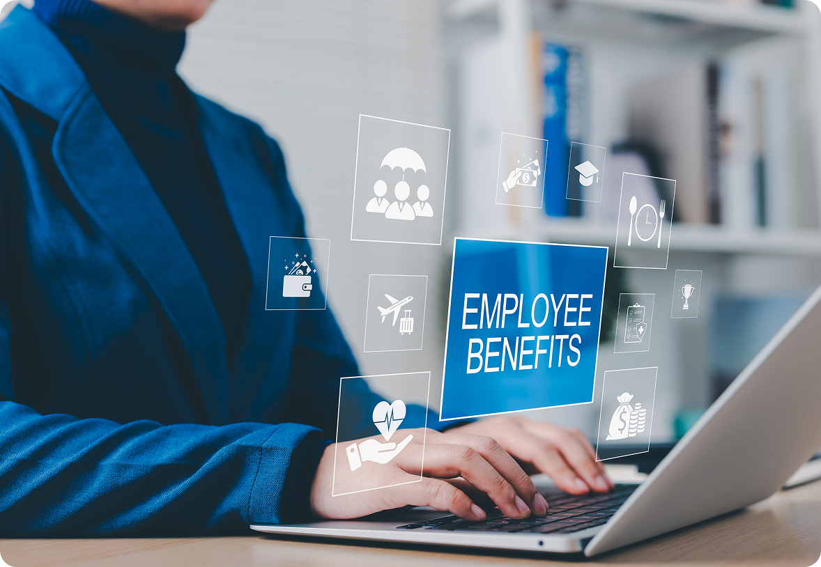Exploring employee benefits on a computer