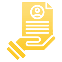 Yellow hand holding resume icon