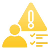 Yellow user warning with checklist icon
